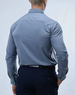 Vantage Blue Bamboo Stretch Fabric Slim Fit Long Sleeve Mens Shirt