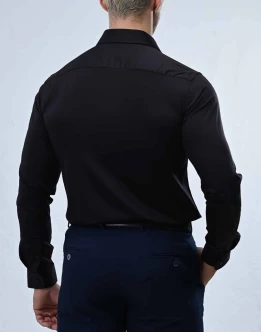 Vantage Blue Bamboo Stretch Fabric Slim Fit Long Sleeve Mens Shirt