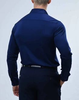 Vantage Blue Bamboo Stretch Fabric Slim Fit Long Sleeve Mens Shirt