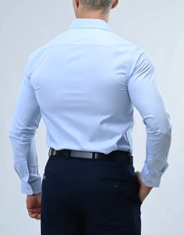 Vantage Blue Premium Giza Cotton Slim Fit Long Sleeve Mens Shirt