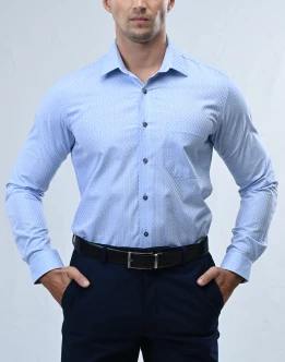 Vantage Blue Premium Giza Cotton Slim Fit Long Sleeve Mens Shirt