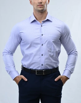 Vantage Blue Premium Giza Cotton Slim Fit Long Sleeve Mens Shirt