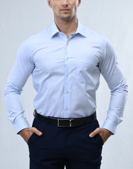 Vantage Blue Premium Giza Cotton Slim Fit Long Sleeve Mens Shirt