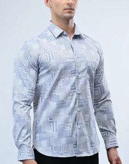 Vantage Sport Printed Slim Fit Long Sleeve Mens Shirt