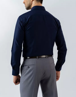 Mens Long Sleeve Navy Blue Formal Shirt