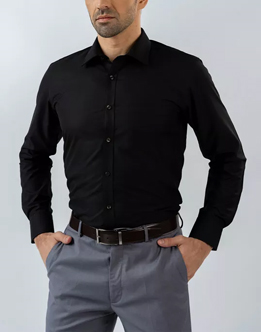 Mens Long Sleeve Black Formal Shirt