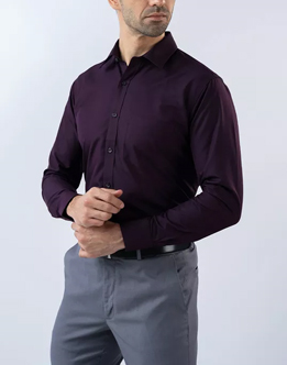 Mens Long Sleeve Dark Purple Formal Shirt