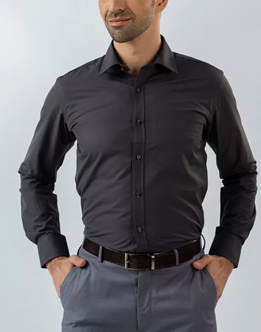 Mens Long Sleeve Grey Formal Shirt