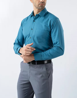 Mens Long Sleeve Green Formal Shirt