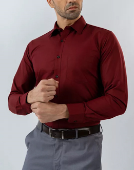 Mens Long Sleeve Red Formal Shirt