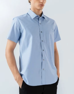 Mens Short Sleeve Light Blue Filafil Formal Wear Shirt