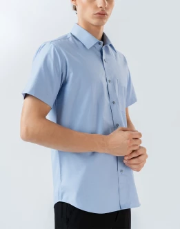 Mens Short Sleeve Light Blue Filafil Formal Wear Shirt