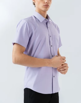 	Mens Short Sleeve Purple Filafil Formal Wear Shirt