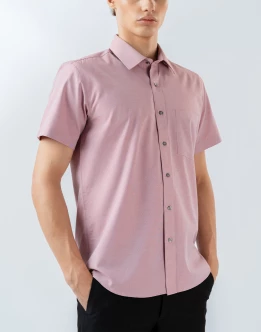 Mens Short Sleeve Light Pink Filafil Formal Wear Shirt