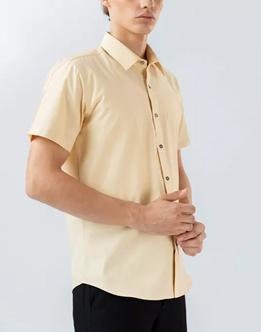 Mens Short Sleeve Yellow Filafil Formal Wear Shirt