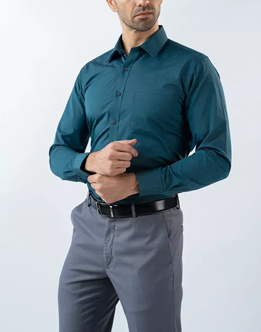 Mens Long Sleeve Green Filafil Formal Wear Shirt