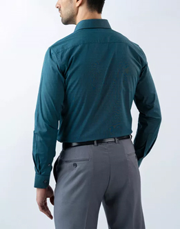 Mens Long Sleeve Green Filafil Formal Wear Shirt