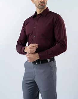 Mens Long Sleeve Dark Maroon Filafil Formal Wear Shirt