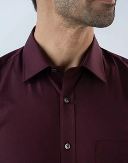 Mens Long Sleeve Dark Maroon Filafil Formal Wear Shirt