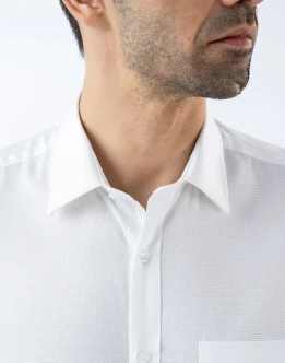 Vantage Uber Mens Long Sleeve White dobby Shirt